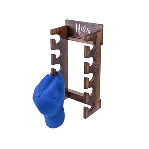 Rustik katı ahşap duvara monte beyzbol şapkası organizatör vitrin rafı ahşap şapka tutucu raf asılı kanca - Product Image 2