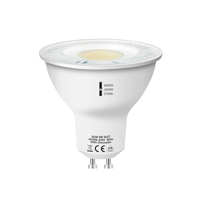 GU10 LED Bulb 5W 550LM 3CCT Non-Dimmable 120 Spotlight Aluminum SMD Office Range Hood Recessed Track Lighting CRI85 AC85-265V