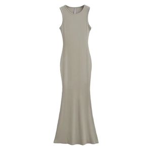2023 Brown Solid Ribbed Sleeveless Tank Top Long Maxi Dress for Women Ladies Casual Summer Lounge Prom <strong>Wholesale</strong> <strong>Bulk</strong> <strong>Clothing</strong> - Product Image 6