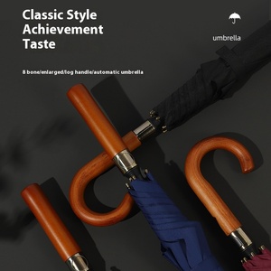 Nouveau <span class=keywords><strong>parapluie</strong></span> droit rétro en bois courbé avec poignée, imprimé golf, publicitaire, résistant aux intempéries, impression de logo - Product Image 2