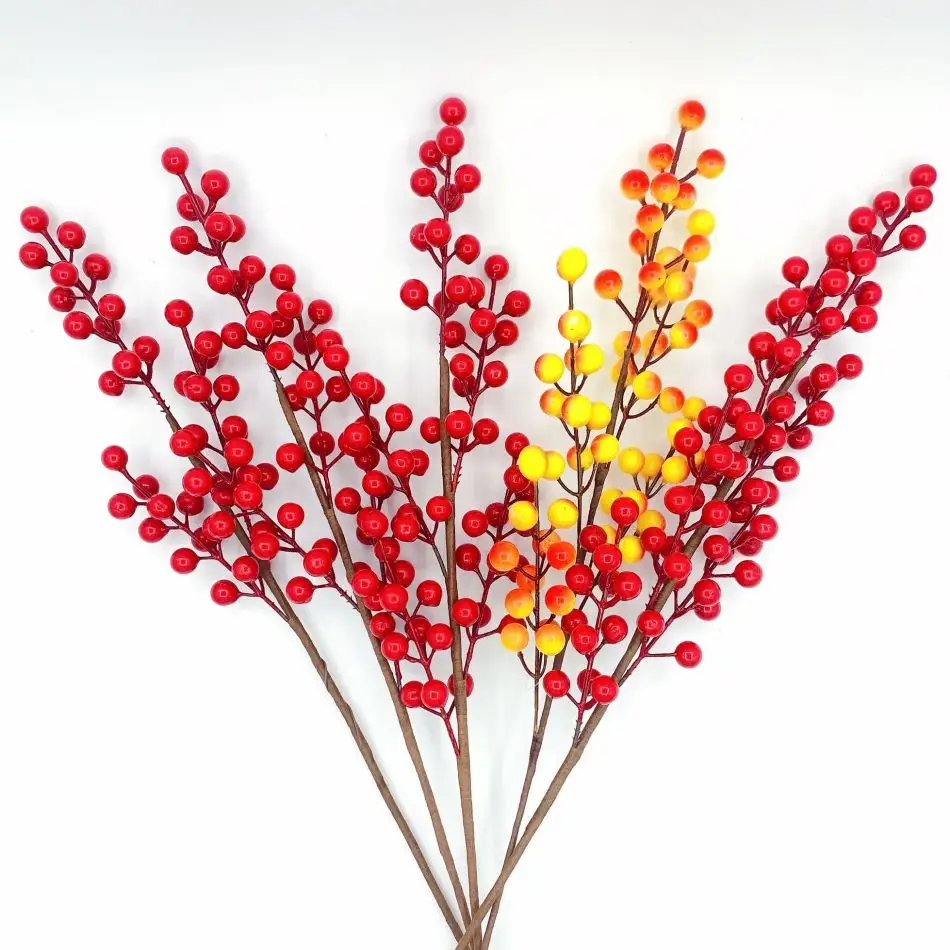 70Cm Kunstmatige Rode Berry 5 Vorken Takken Foam Kunstmatige Fruit Voor Huis Wieden Kunstmatige Ornamenten Xmas Decoratie