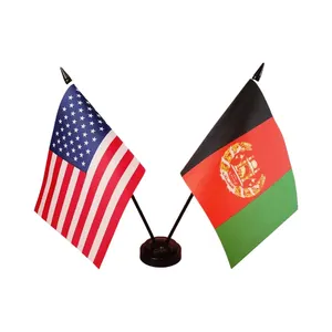 48 Часов Быстрая доставка рекламный товар Настольный Флаг 100% полиэстер под заказ американский и афганистанский Настольный флаг