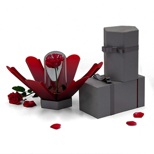 Rectangular cardboard flower carton packaging box valentine preserved flower gift box