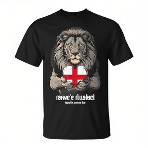 Camiseta con bandera del corazón de león de Inglaterra, manga corta, unisex, cuello redondo, impresión digital, deportes y juegos - Product Image 2