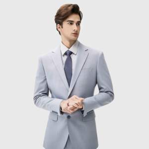 Мужской костюм-двойка из стрейч-ткани с однобортной застежкой на два пуговицы, серый, с узором «гусиная лапка», немнущийся, коллекция 2025 года - Product Image 2