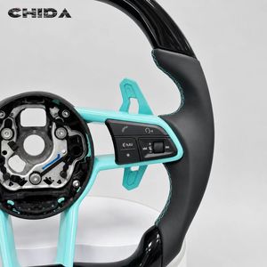 Volante Decorativo Personalizzato Nero Lucido Blu per <span class=keywords><strong>Audi</strong></span> R8 TT Mk2/Mk3 B8 RS TTS TTRS RS3-7 A3-A8 Q3-Q7 - Product Image 5