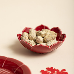 Juego de Platos de Postre Rojos de Cerámica Estilo Chino, Plato de Frutas de Porcelana, Bandeja de Té, Decoración para Mesa de Boda - Product Image 4