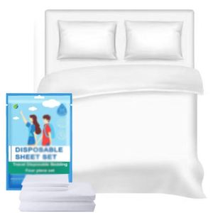 Juego de Sábanas y Fundas de Almohada Desechables Ecológicas 100% Algodón Transpirable y Suave para Cama Doble, Aptas para Todas las Estaciones - Product Image 1