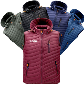 Wholesale custom logo men's and women's universal warm sports vest windproof sleeveless <b>down</b> jacket vest men's hooded vest - Product Image 1