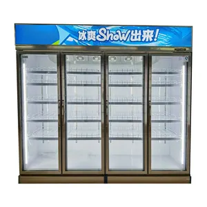 Wholesale Commercial double glass door beverage display refrigerator for drinks