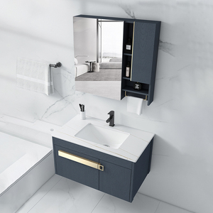 Mobiletto da bagno in alluminio di lusso da 32 pollici di grandi dimensioni con specchio per il trucco arredamento per la casa dell'hotel - Product Image 5