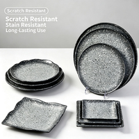 Assiette carrée en mélamine noire de style japonais, plat de service, vaisselle de restauration