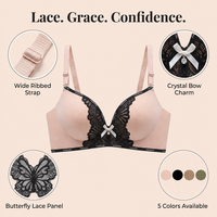 Nouveau Soutien-Gorge Push-Up Sans Armature 2026 avec Dentelle, Bande à Lettres Tendance, Nœud et Cristaux sur l'Avant, Bretelles Larges Personnalisables pour Femme