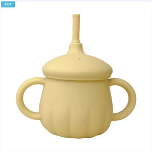 Tazza di paglia antimicrobica a forma di zucca in SILICONE platino per uso alimentare per bambini - Product Image 2