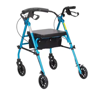 Steady Aluminum Alloy Rollator Walker Elderly Shopping Trolley Cart With Armerest And Seat
