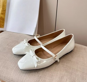 French style pointed Mary Jane women's shoe-single-button bow single shoes gentle for daily wear and versatile for all occasions - Product Image 2