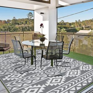 Tapis de patio imperméable en PVC et polypropylène, antidérapant, résistant aux taches, adapté aux animaux domestiques, tapis d'intérieur/extérieur, lavable - Product Image 4