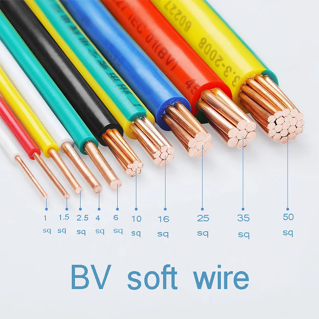 BV BVR Cable 1.5 2.5 4 6 10 16mm² Pure Copper PVC Insulated Single Core Flexible Electrical Wire Building Cable