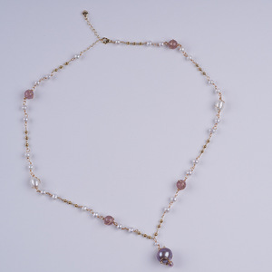 สร้อยคอไข่มุกน้ำจืดสไตล์จูจี้ ประดับด้วยหินธรรมชาติ ดีไซน์หวานละมุน สไตล์ชาติพันธุ์สำหรับผู้หญิง - Product Image 1