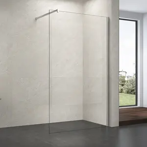 Fantastic tempered mirror glass shower screen walk in 6mm/8mm/10mm glass with SUS support bar