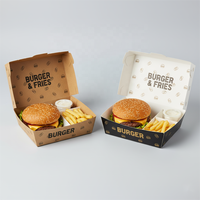Emballage personnalisé pour hamburger en carton kraft à clapet, boîtes à emporter personnalisées pour la nourriture, boîtes à hamburger et frites en papier