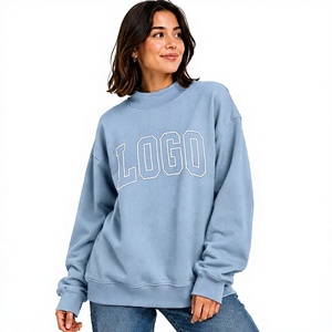 New Arrival Casual Style Winter Wear Women's Drop Shoulder Oversized Knitted Mock Neck <b>Long</b> <b>Sweatshirt</b> Customized Logo Design - Product Image 1