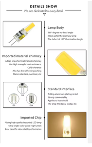 Cao lumen gốm G4 G9 dẫn Ngô Bóng Đèn Dimmable 12V 220V DC SMD <span class=keywords><strong>COB</strong></span> 0.5W E27 B22 <span class=keywords><strong>E26</strong></span> - Product Image 4