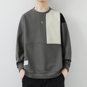 Pull à col roulé japonais de couleur assortie T-shirt à manches longues pour hommes printemps et automne nouveaux garçons chemise à fond lourd - Product Image 3