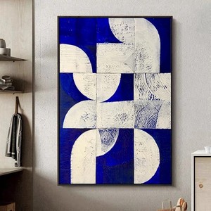 Arte Geométrico Minimalista Hecho a Mano de Primera Calidad, Decoración de Pared Texturizada Contemporánea de Mediados de Siglo, para Dormitorio, Vestíbulo de Hotel - Product Image 2
