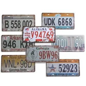 15*30cm Metal Wall Art Decor Retro Plate Decoration Items Car Licenses Plate