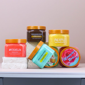 Gommages corporels végétaliens pêche-citron, directement de l'usine, exfoliants, blanchissants, à base de plantes, enrichis en vitamine C, parfum rose fruité, nourrissants - Product Image 6