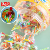 Glowing Stick Fruity Lollipop Hard Texture with Coated Decoration Packaged in Bottle
