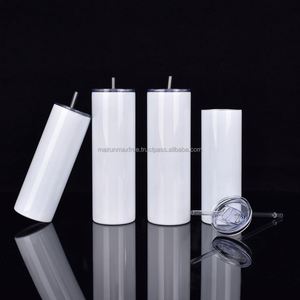 USA Warehouse <b>2</b> Days Delivery 20OZ White Sublimation Blanks Stainless Steel Skinny Straight Tumblers Straw Business Gifts - Product Image 4