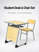 Ensemble de bureau et chaise ergonomiques modernes pour étudiants, mobilier de classe scolaire, plateau en MDF, structure en acier, ensemble de table d'étude pour étudiants