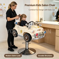 Chaise de barbier pour enfants rétro en forme de voiture de police, réglable en hauteur hydrauliquement, chaise de coiffure pour enfants