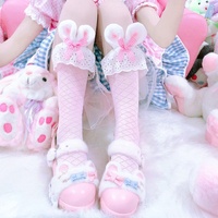 Chaussettes Lolita Kawaii en Gros avec Nœud pour Filles et Femmes – Chaussettes Courtes à Volants Mignonnes Lapin
