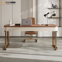 Ensemble bureau et chaise d'ordinateur en métal convertible haut de gamme de luxe léger E1 Table de bureau en bois avec écriture pour le bureau du PDG