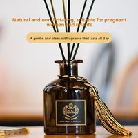 Diffuseur de parfum en verre foncé de luxe, élégant et durable, avec décorations en pompon, pour hôtel, chambre, spa, décoration intérieure