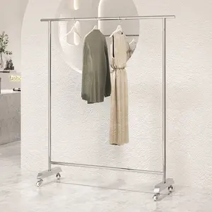 Kainice Boden-zu-Decke verstellbarer Ständer Mobile Kleider stange mit Rad Bekleidungs geschäft Edelstahl Display Rack