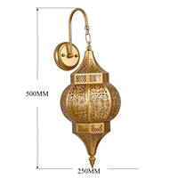 Lanterne murale suspendue moderne et simple en fer doré avec LED 3000K blanc chaud, style marocain et islamique, haute