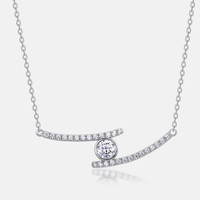 Collier pendentif en argent sterling 925 plaqué rhodium avec barre souriante en moissanite D VVS, bijoux raffinés pour femmes modernes