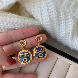 Pendientes de Aro de Moda con Diseño Retro Francés, Estilo Marino, Concha, Perla y Flor, Joyería para Mujer, Venta al por Mayor - Product Image 2