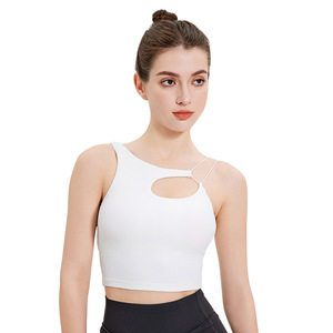 Women's Yoga Sports Bra Asymmetrical Neck <b>Padded</b> Shockproof High Intensity Fitness <b>Running</b> Top - Product Image 5
