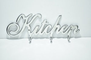 Modern Metal <b>Kitchen</b> Wall <b>Hooks</b> “Kitchen” Word Design Decorative Hanging Rack for Towels & Utensils for Export Price - Product Image 4