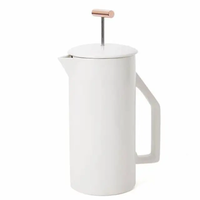 Customized wholesale coffee tools white ceramic coffee press filter maker custom shaped home french coffee press