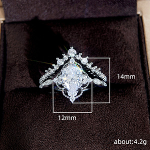 Ensemble de bagues pour couple en dentelle en forme de larme pour femmes, bijoux élégants pour mariage - Product Image 5