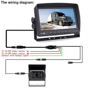 Cámara de Visión Trasera Impermeable de 12V-24V y 4 Pines con Monitor a Color HD de 7 Pulgadas y <span class=keywords><strong>18</strong></span> LED de Visión Nocturna para Caravana, Autocaravana, Camión, Remolque - Product Image 2