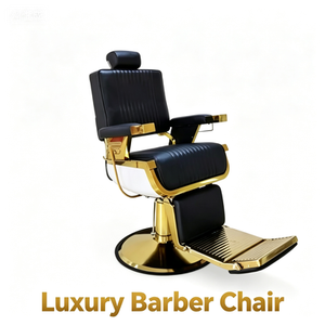 Sillón de Barbería de Lujo de Alta Calidad, Color Negro, Base de Acero Inoxidable, Cómodo, para Hombres, en Venta - Product Image 1
