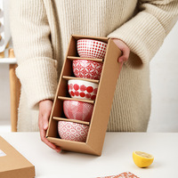 Ensemble de vaisselle en céramique colorée japonaise, bols de lavage de riz, bol de lavage à la main