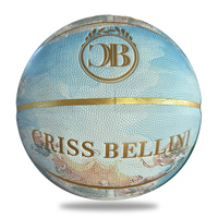 Ballon de basket-ball en cuir PU imprimé personnalisé avec logo coloré créatif impression numérique basket-ball entraînement extérieur